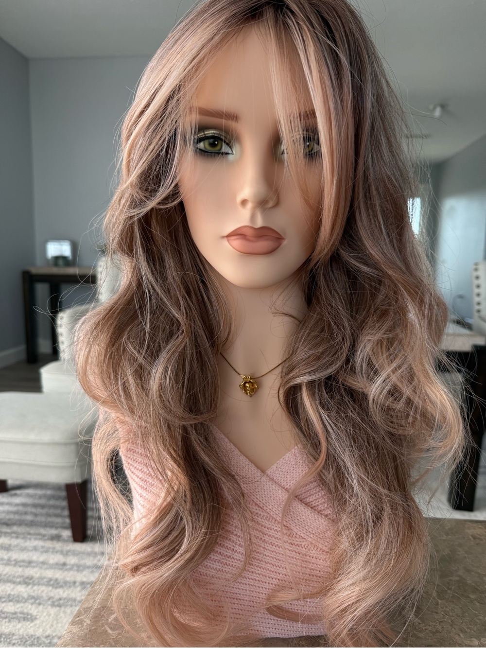 JBExtention Manda wig - Wavy Long Synthetic Wig in apricot Blonde - Women Hair